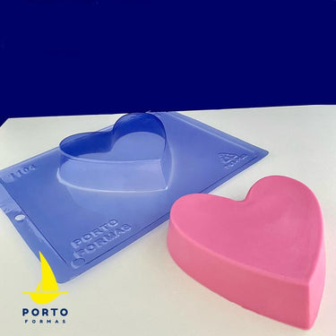Forma de Chocolate Especial 3 Partes - Coração Achatado - PF1104